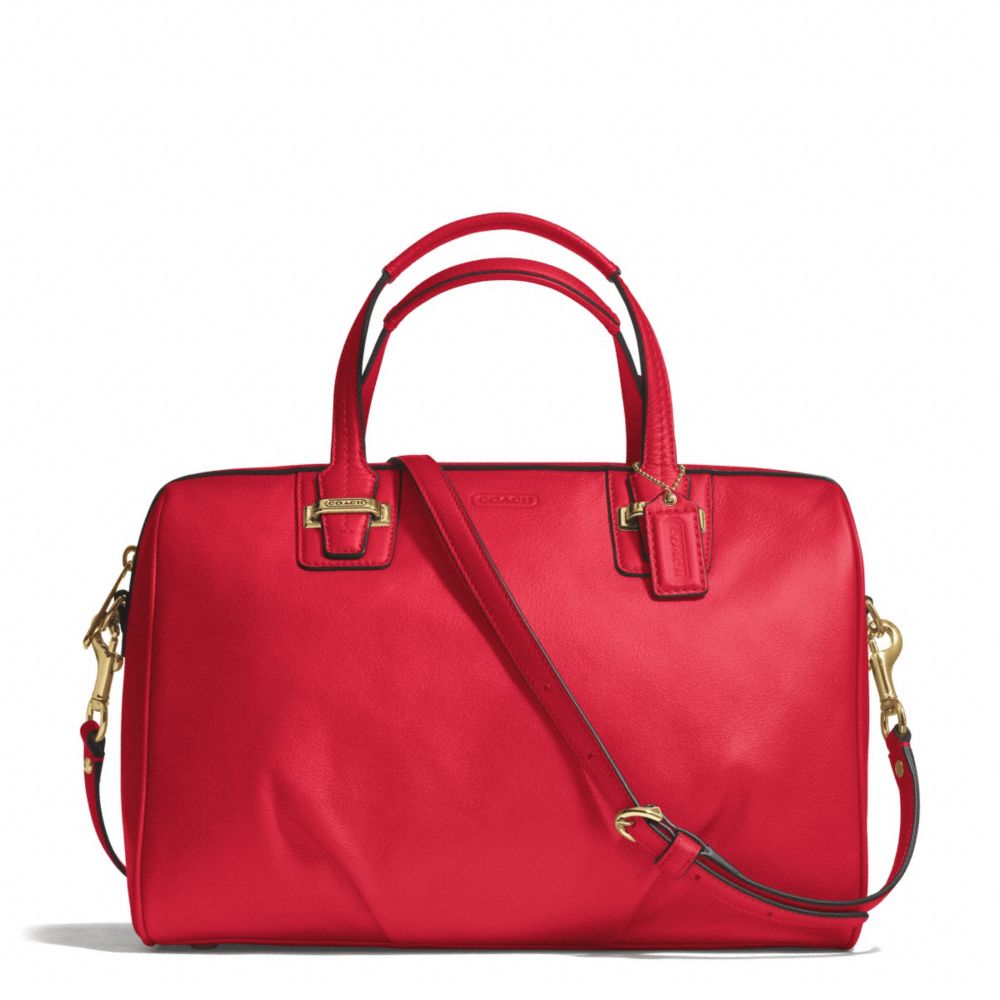 TAYLOR LEATHER SATCHEL - BRASS/CORAL RED - COACH F25296