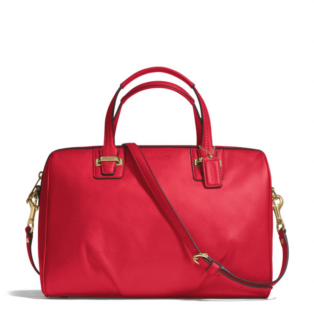 COACH F25296 - TAYLOR LEATHER SATCHEL BRASS/CORAL RED