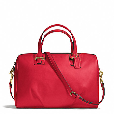 COACH F25296 TAYLOR LEATHER SATCHEL BRASS/CORAL-RED