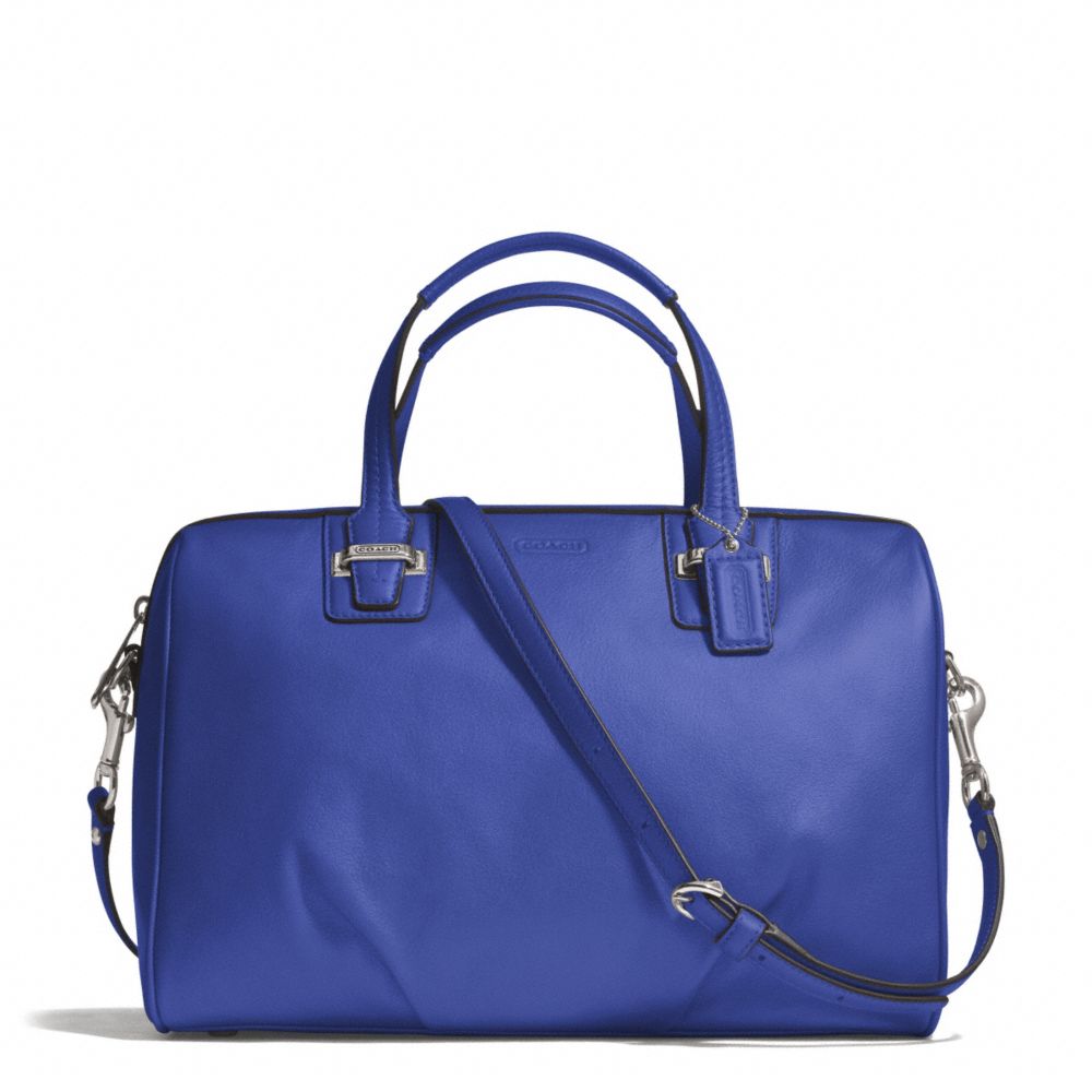 TAYLOR LEATHER SATCHEL - f25296 - SILVER/COBALT