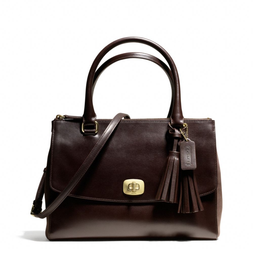 COACH F25316 PINNACLE HARPER TRIPLE ZIP SATCHEL IN POLISHED LEATHER ONE-COLOR