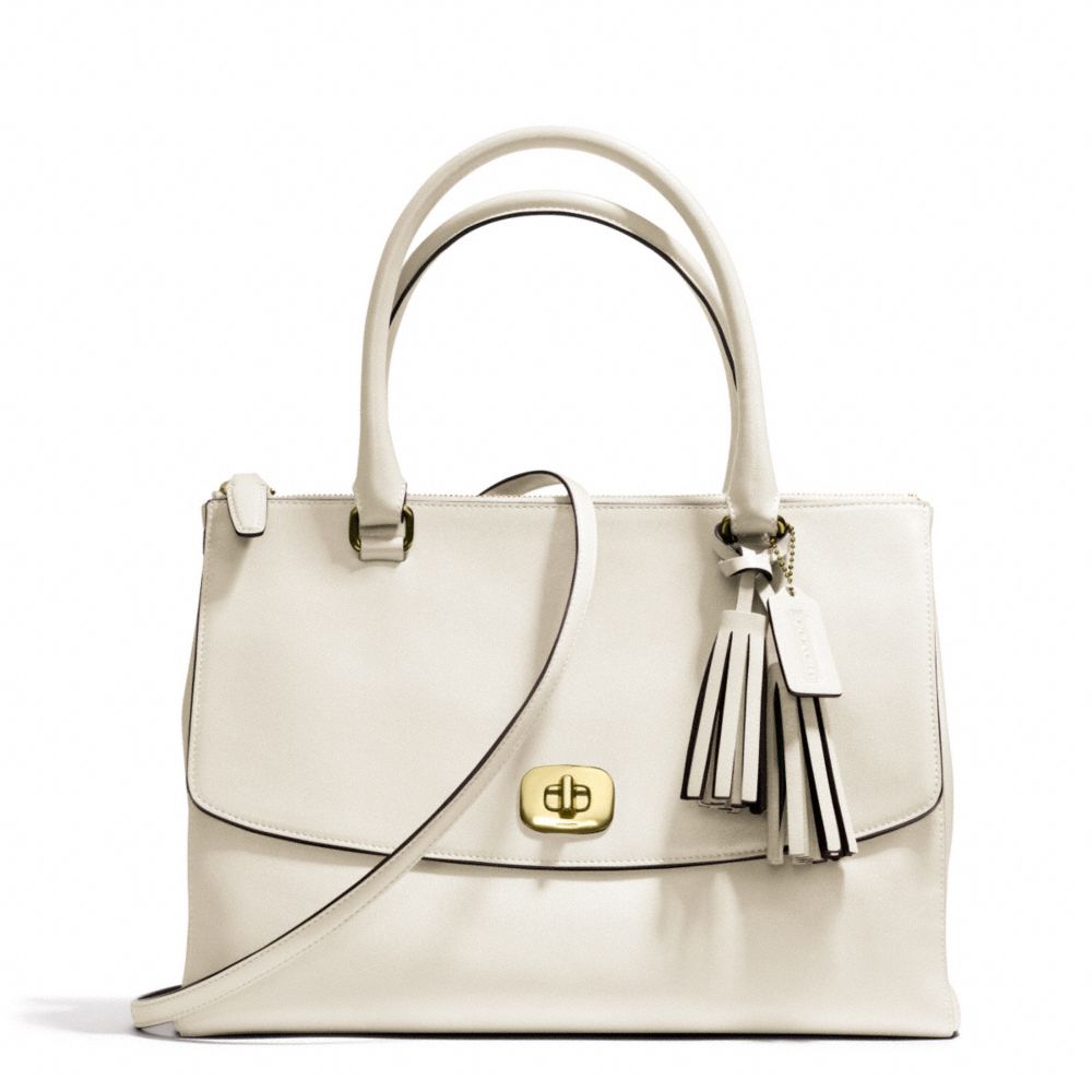 COACH F25356 - LEATHER LARGE HARPER TRIPLE ZIP SATCHEL - BRASS/WHITE ...