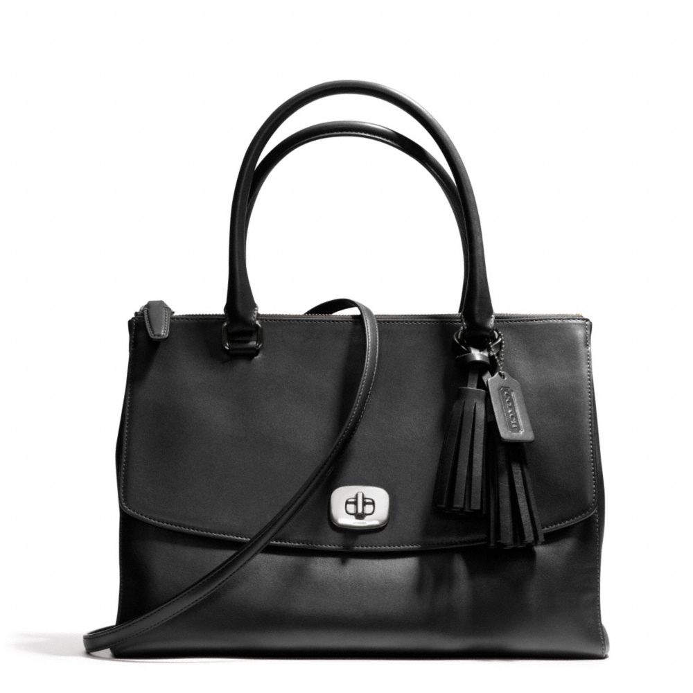 LEATHER LARGE HARPER TRIPLE ZIP SATCHEL - f25356 - SILVER/BLACK