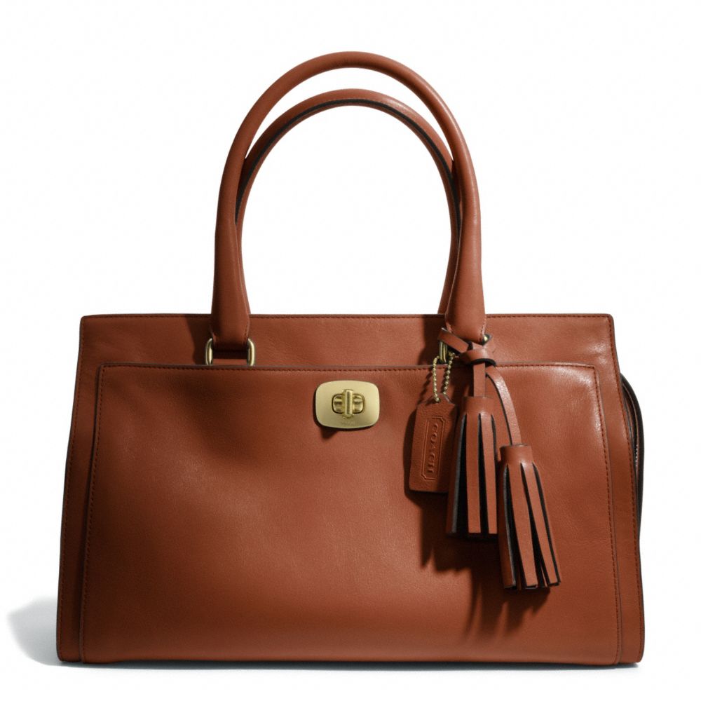 COACH LEATHER CHELSEA CARRYALL - BRASS/COGNAC - f25359