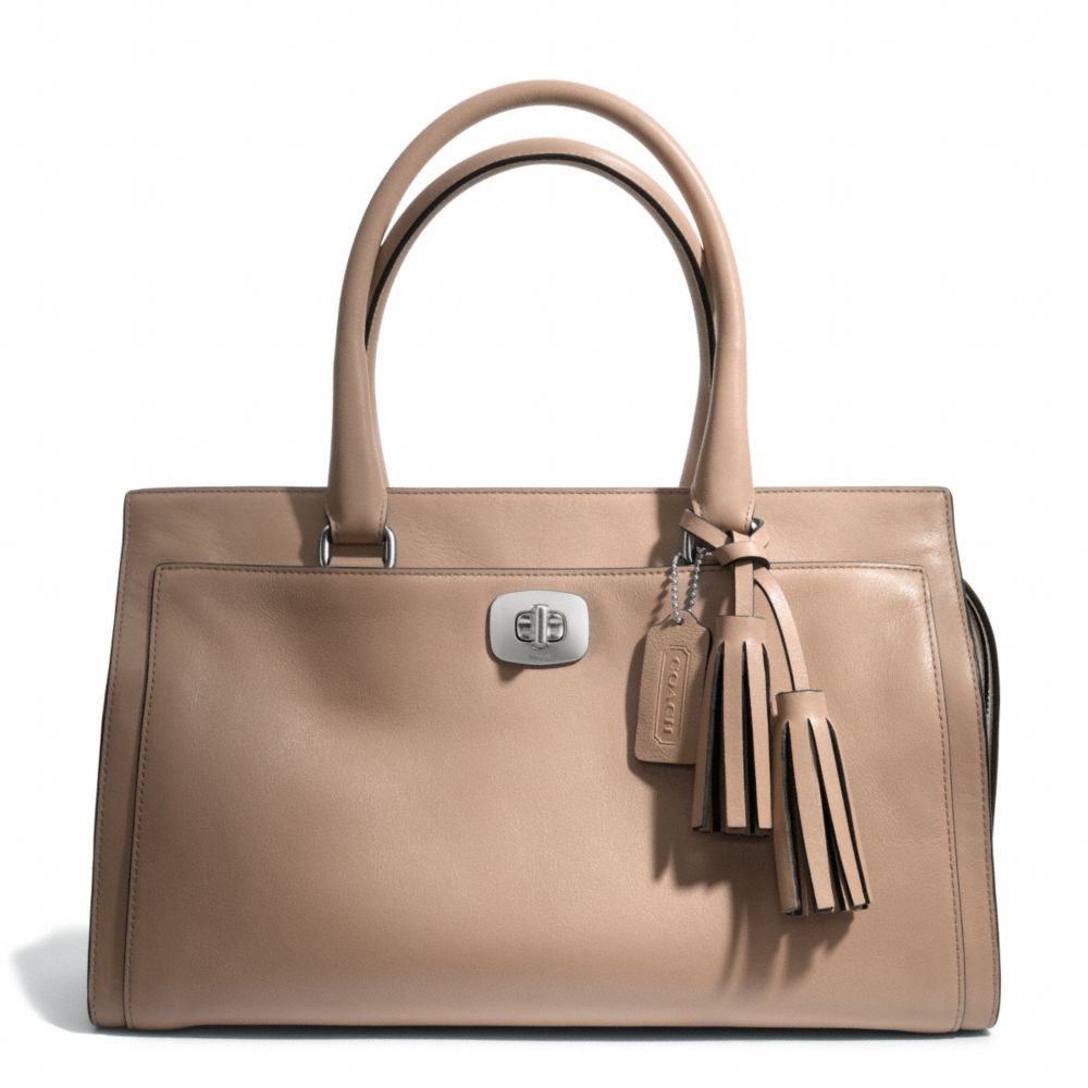 LEATHER CHELSEA CARRYALL - f25359 - SILVER/LIGHT KHAKI