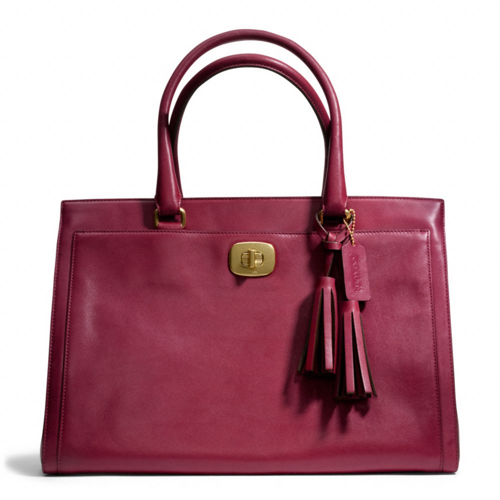LEATHER LARGE CHELSEA CARRYALL - BRASS/DEEP PORT - COACH F25365