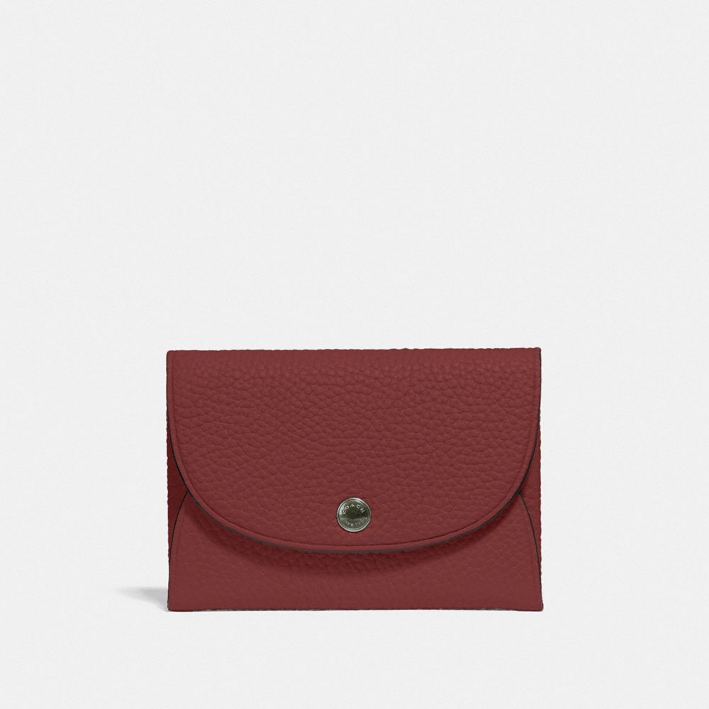 COACH F25414 - SNAP CARD CASE IN COLORBLOCK RED CURRANT