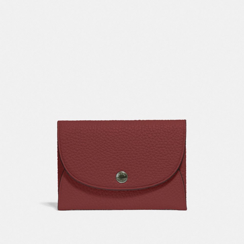 COACH F25414 Snap Card Case In Colorblock RED CURRANT