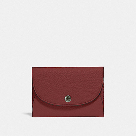 COACH F25414 SNAP CARD CASE IN COLORBLOCK RED CURRANT