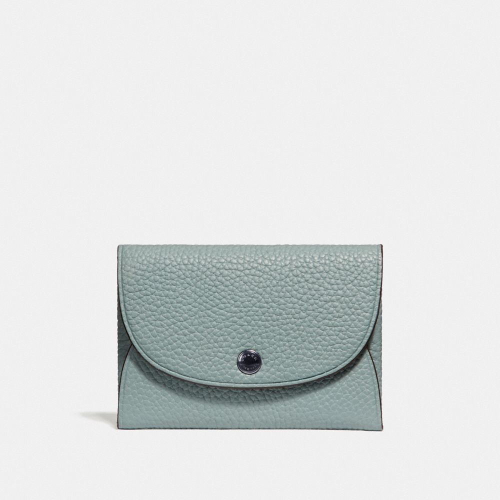 COACH F25414 Snap Card Case In Colorblock AGATE/GRAPHITE