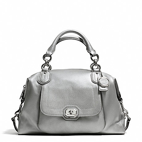 COACH F25508 CAMPBELL TURNLOCK LEATHER LARGE SATCHEL SILVER/PLATINUM