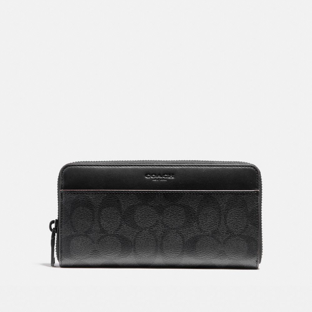 COACH F25517 ACCORDION WALLET IN SIGNATURE CANVAS BLACK/BLACK/OXBLOOD