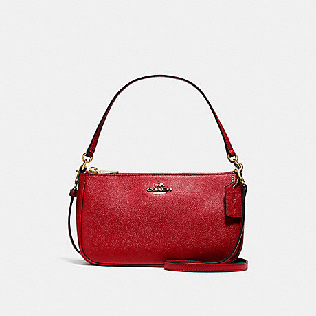COACH TOP HANDLE POUCH - LIGHT GOLD/TRUE RED - f25591