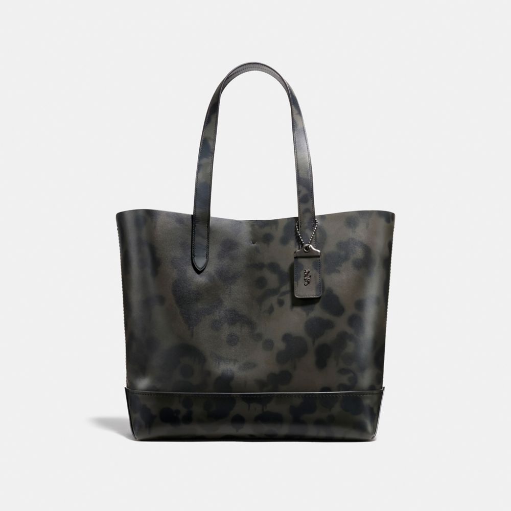 GOTHAM TOTE WITH WILD BEAST PRINT - F25592 - CHARCOAL/BLACK COPPER FINISH