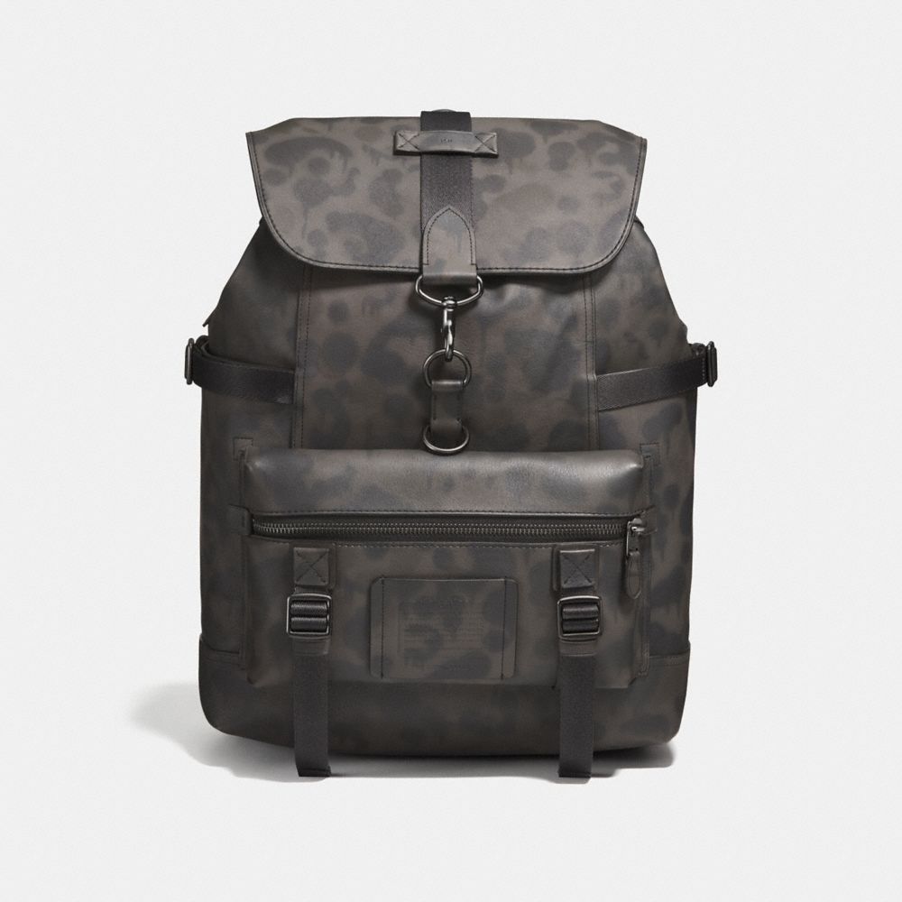 BLEECKER UTILITY BACKPACK WITH WILD BEAST PRINT - F25596 - CHARCOAL/BLACK COPPER FINISH