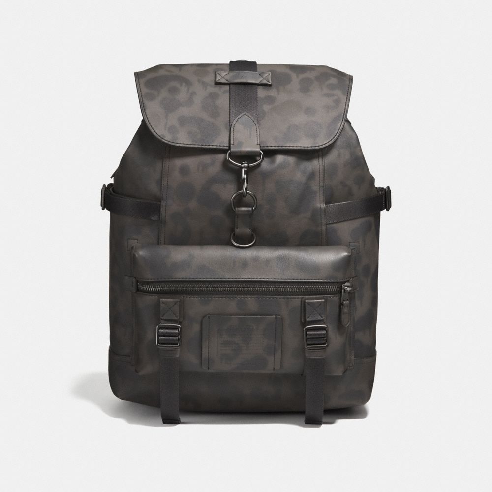 COACH F25596 BLEECKER UTILITY BACKPACK WITH WILD BEAST PRINT CHARCOAL/BLACK-COPPER-FINISH