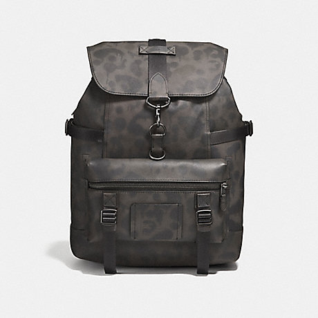 COACH BLEECKER UTILITY BACKPACK WITH WILD BEAST PRINT - CHARCOAL/BLACK COPPER FINISH - F25596