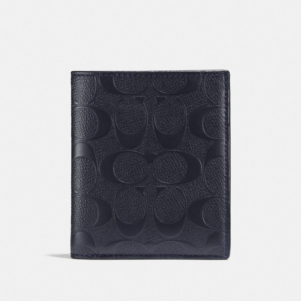 COACH F25603 SLIM COIN WALLET IN SIGNATURE LEATHER MIDNIGHT