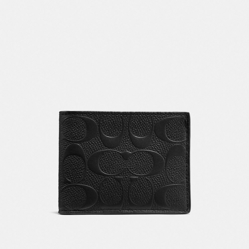 COACH F25611 SLIM BILLFOLD WALLET IN SIGNATURE LEATHER BLACK