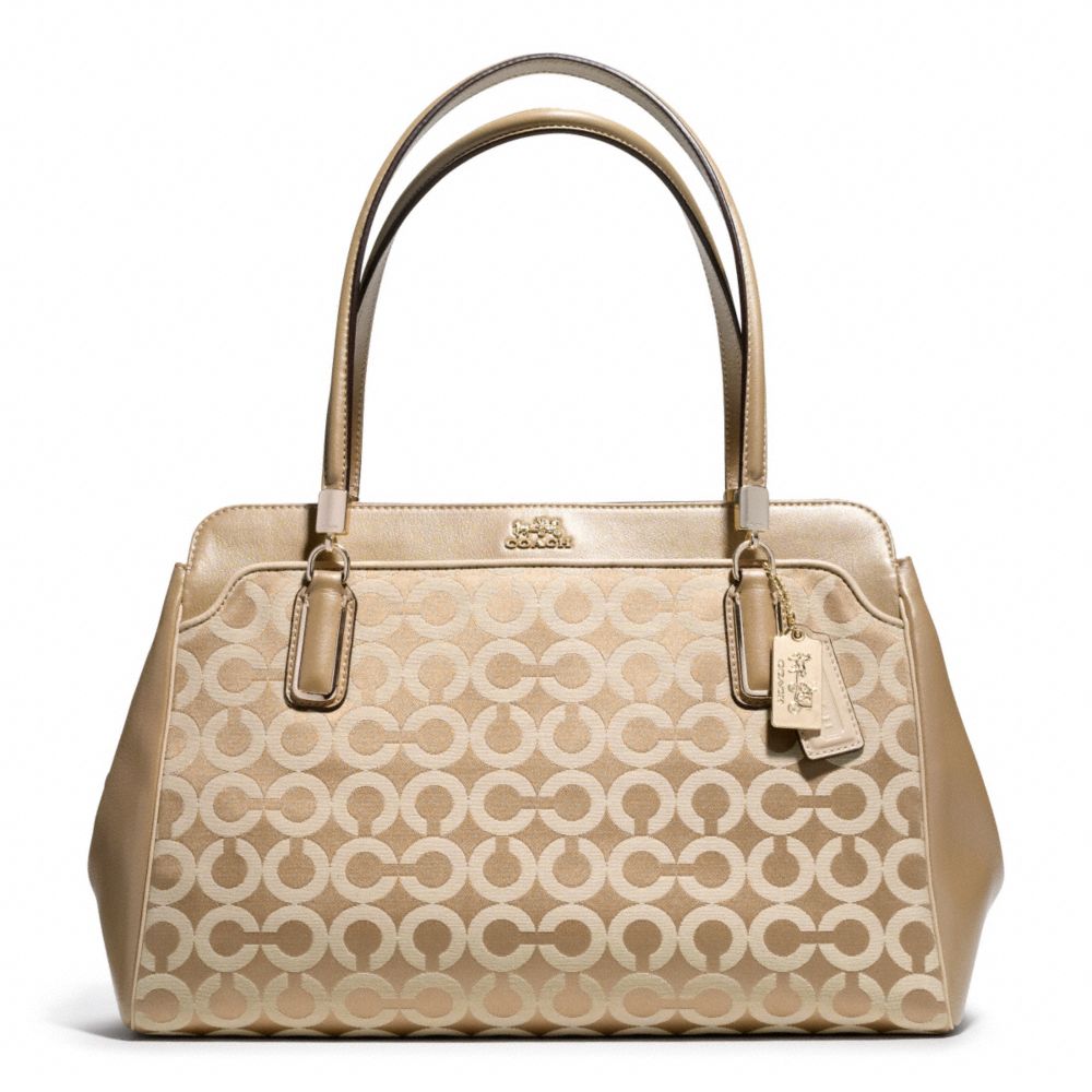 COACH F25622 MADISON OP ART SATEEN KIMBERLY CARRYALL LIGHT-GOLD/LIGHT-KHAKI/CHAMPAGNE