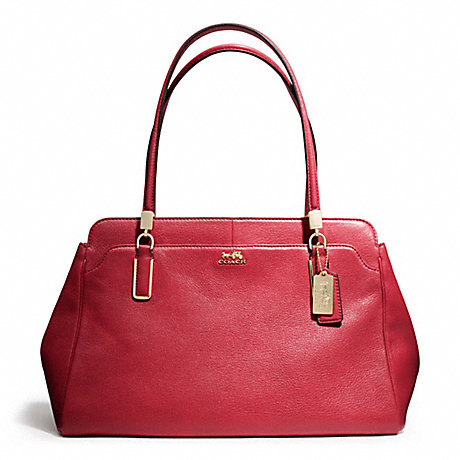 COACH f25628 MADISON LEATHER KIMBERLY CARRYALL LIGHT GOLD/SCARLET