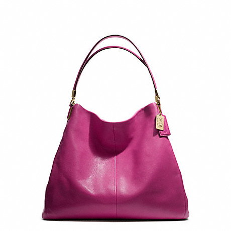 MADISON PHOEBE SHOULDER BAG IN LEATHER - COACH F25635 - LIGHT GOLD/CRANBERRY