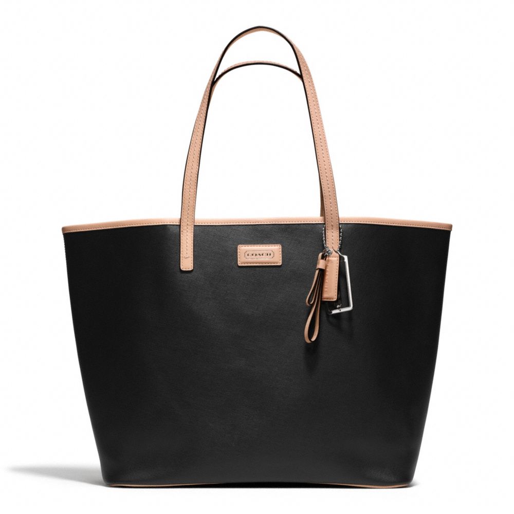 PARK SAFFIANO LEATHER TOTE - SILVER/BLACK - COACH F25652