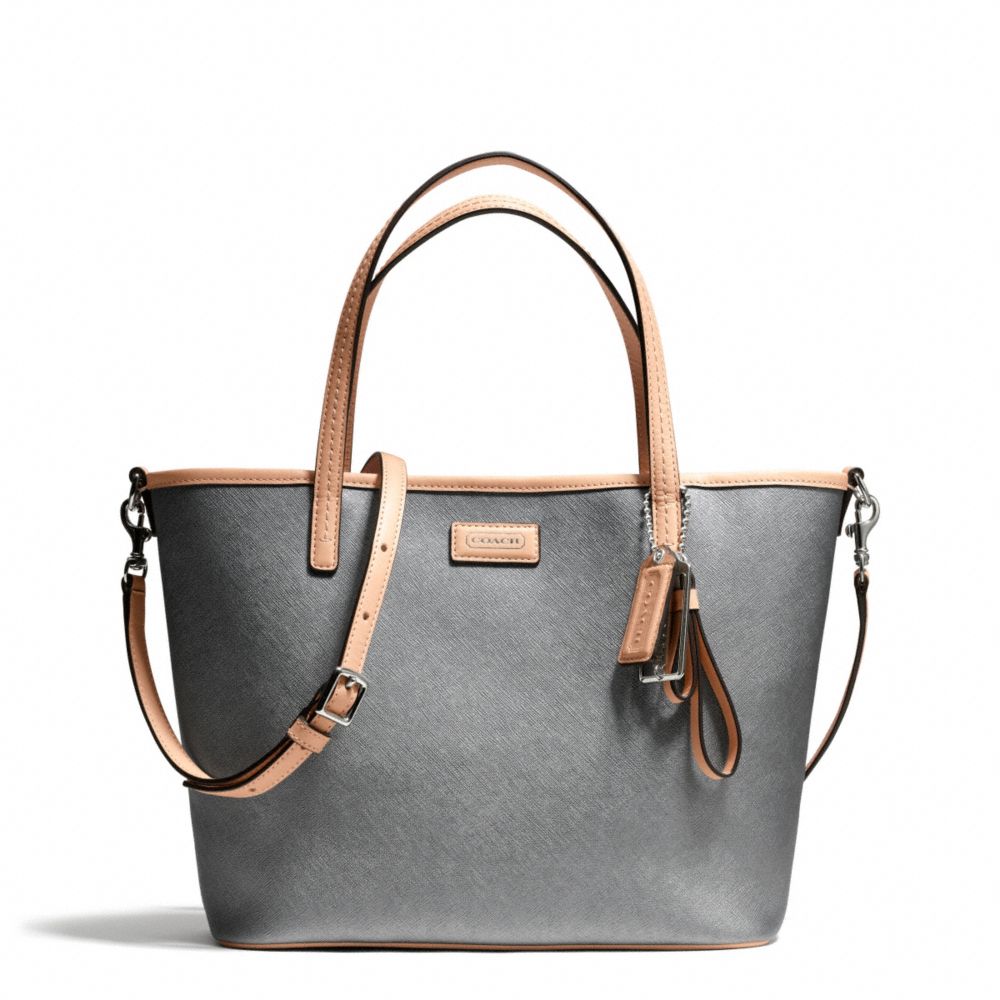 COACH F25663 Park Metro Leather Small Tote SILVER/PEWTER