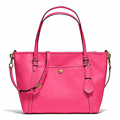 COACH F25667 PEYTON POCKET TOTE IN LEATHER BRASS/POMEGRANATE