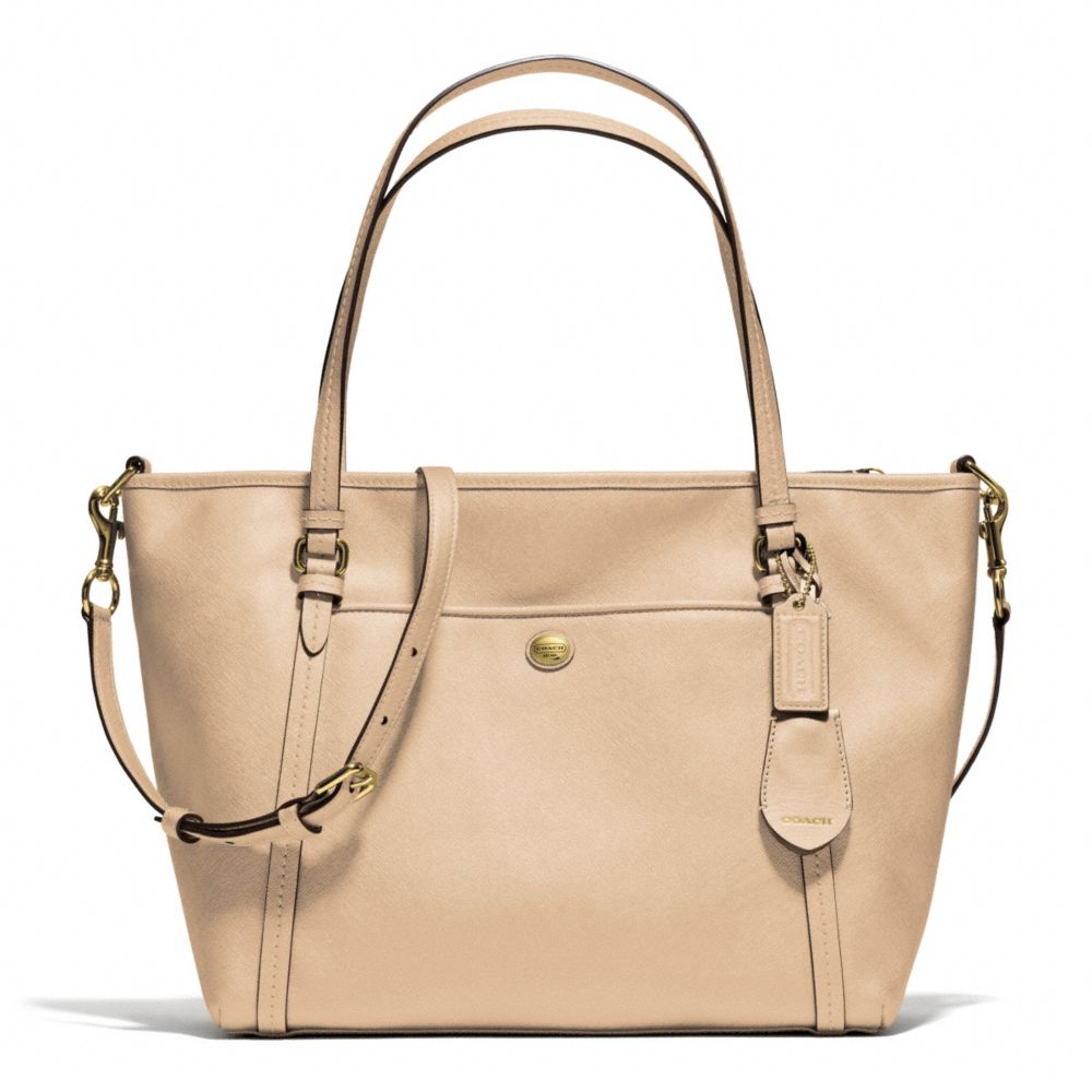 PEYTON LEATHER POCKET TOTE - f25667 - BRASS/SAND