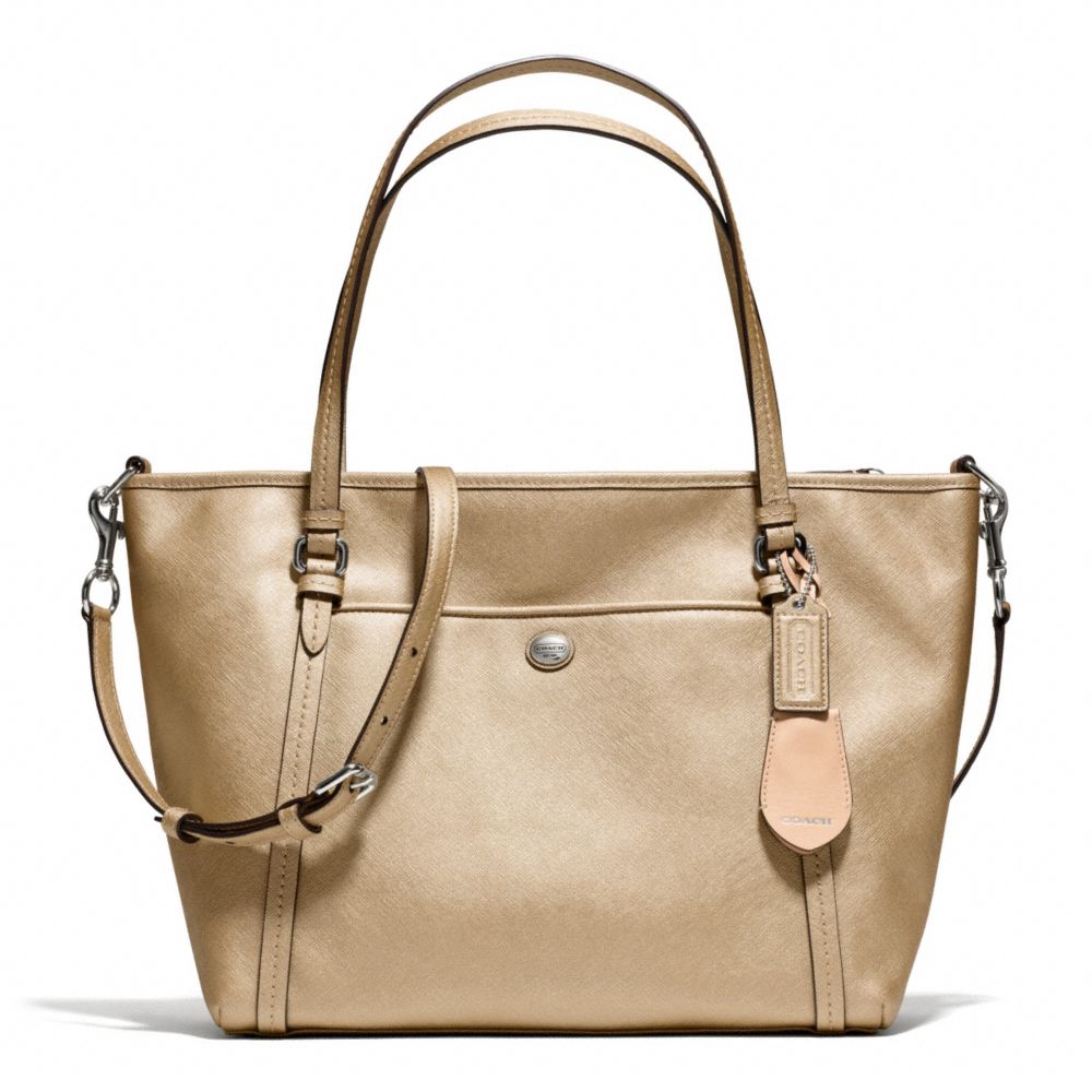 PEYTON LEATHER POCKET TOTE - f25667 - SILVER/GOLD