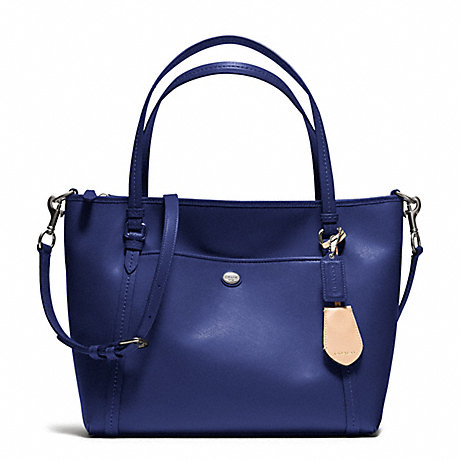 COACH f25667 PEYTON LEATHER POCKET TOTE SILVER/NAVY