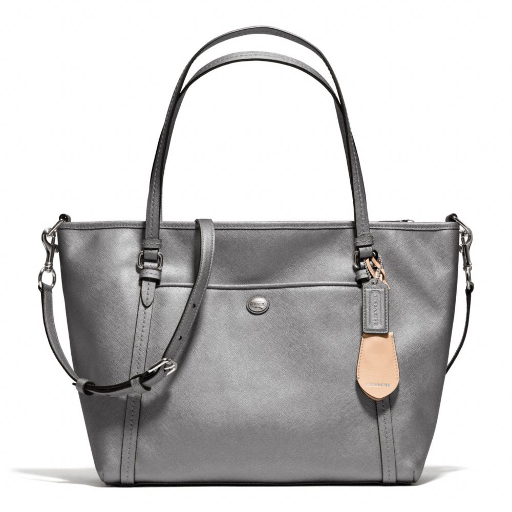 COACH F25667 - PEYTON LEATHER POCKET TOTE SILVER/PEWTER