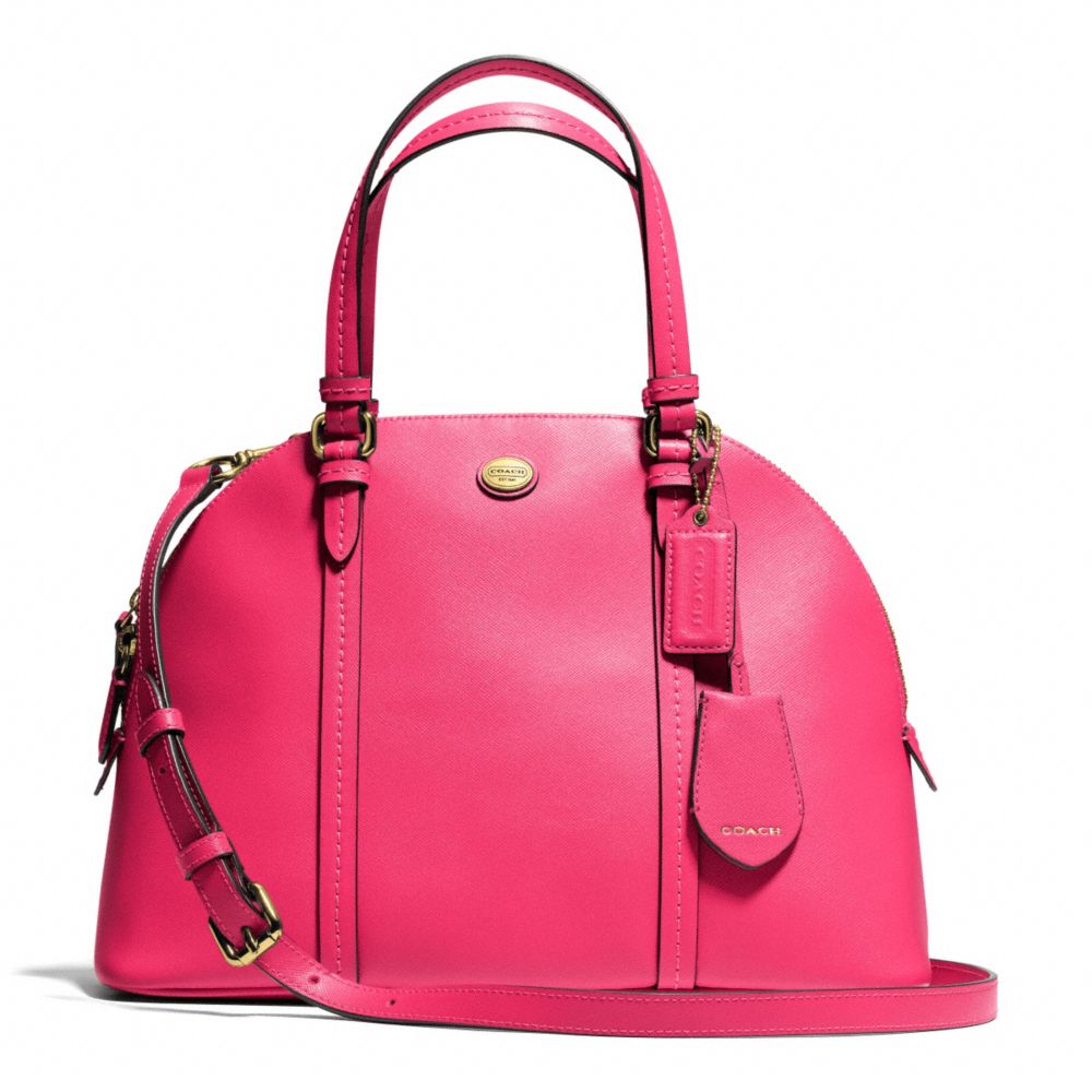 COACH f25671 PEYTON CORA DOMED SATCHEL IN LEATHER BRASS/POMEGRANATE