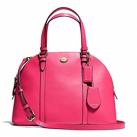 COACH F25671 PEYTON CORA DOMED SATCHEL IN LEATHER BRASS/POMEGRANATE