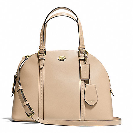 COACH PEYTON LEATHER CORA DOMED SATCHEL - BRASS/SAND - f25671