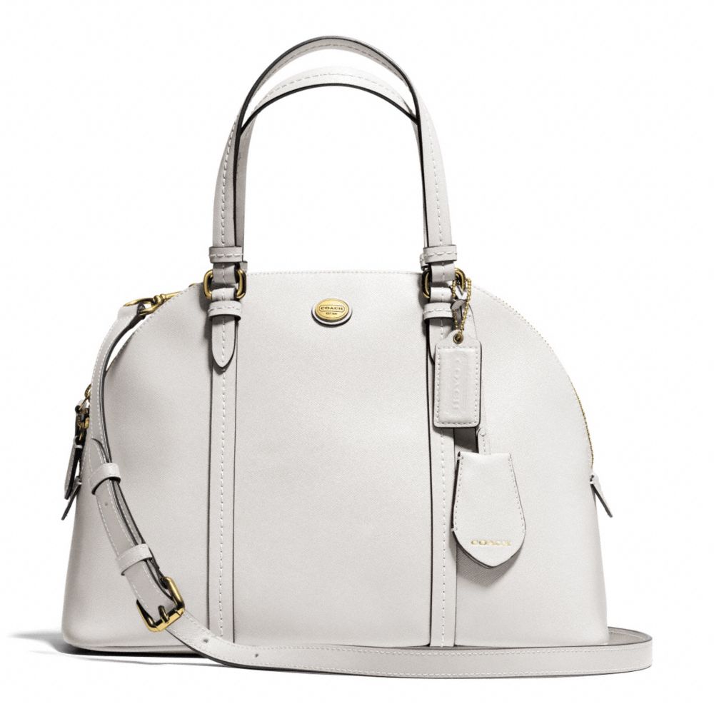 PEYTON LEATHER CORA DOMED SATCHEL - f25671 - BRASS/WHITE