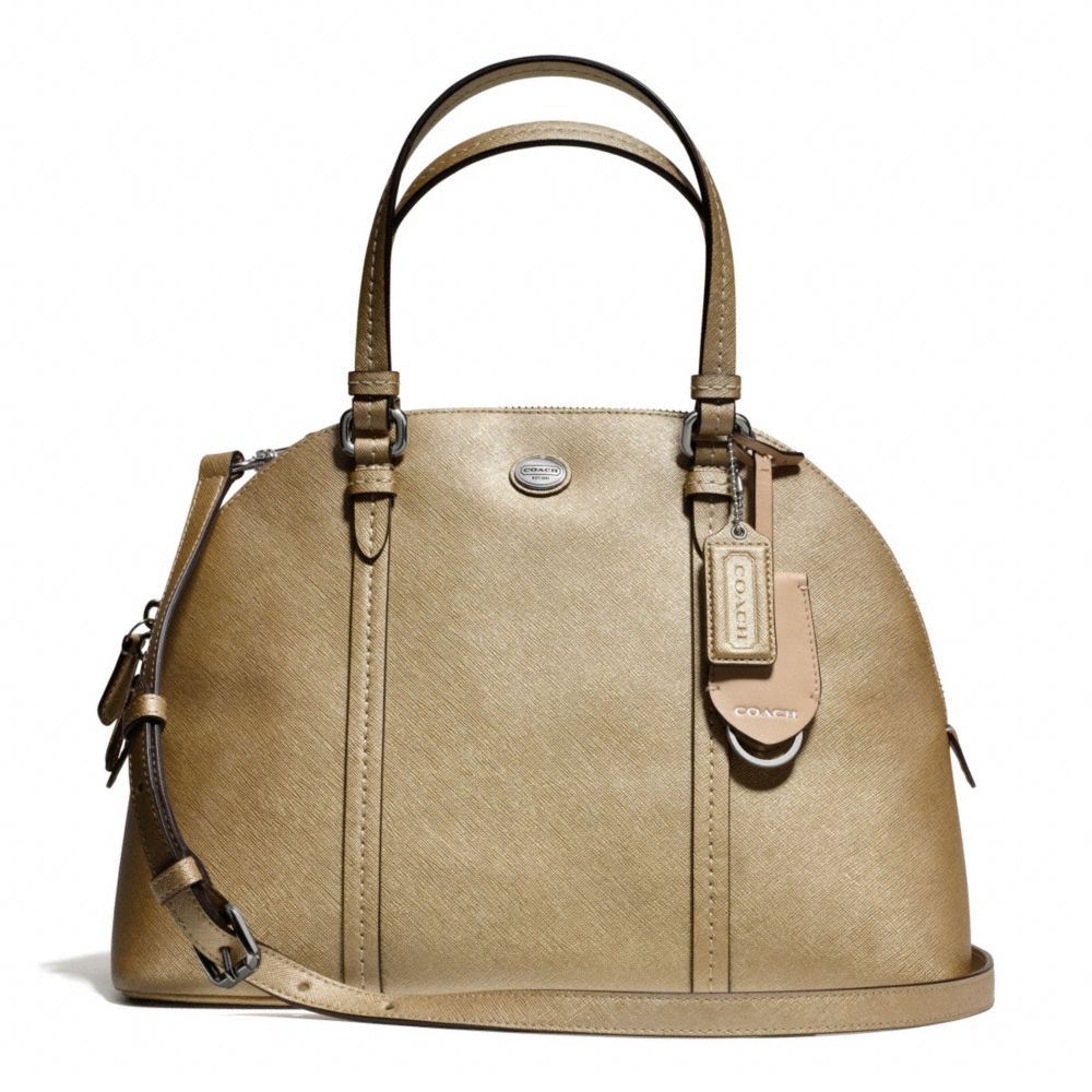 PEYTON LEATHER CORA DOMED SATCHEL - f25671 - SILVER/GOLD