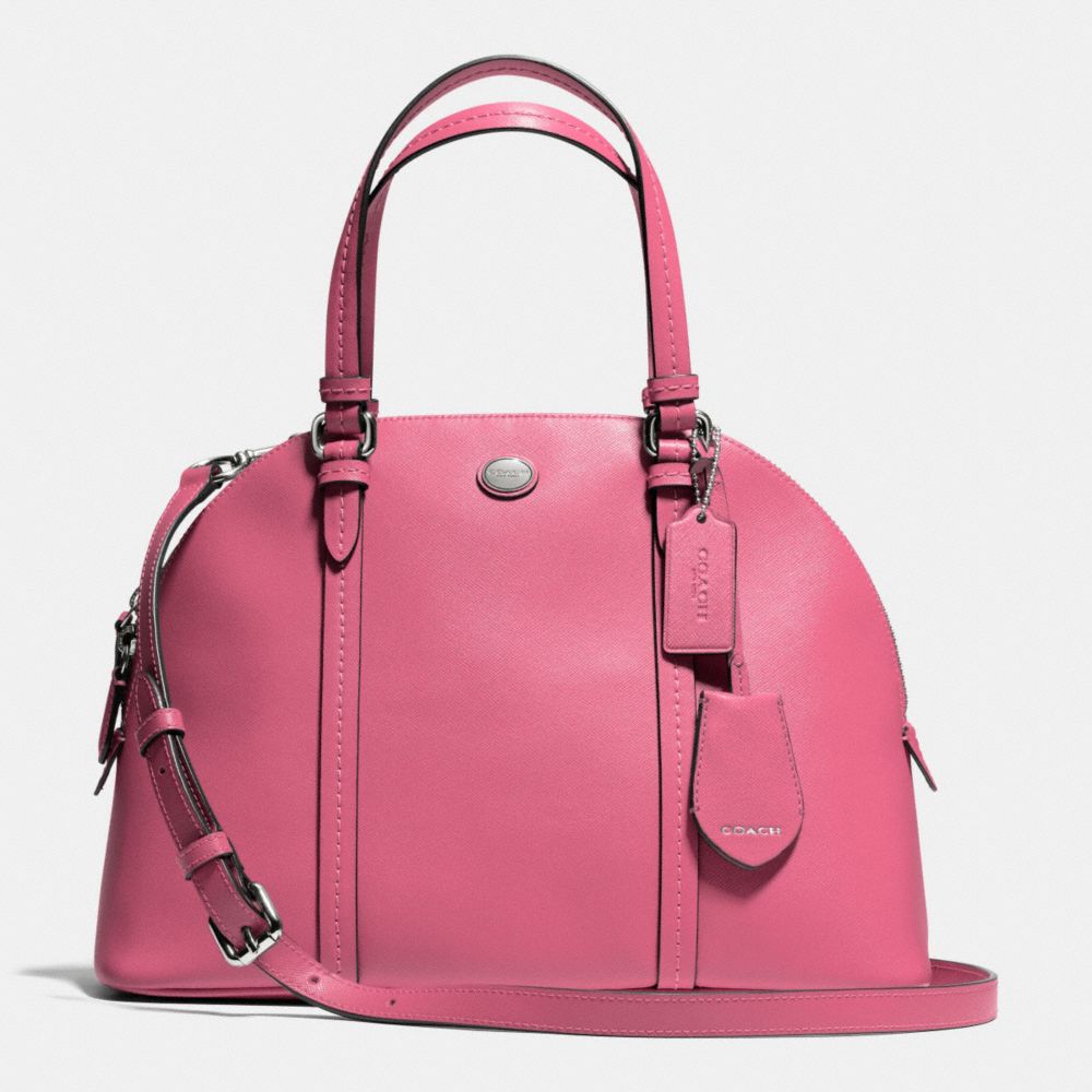 PEYTON LEATHER CORA DOMED SATCHEL - SILVER/ROSE - COACH F25671