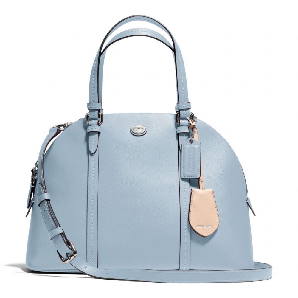 COACH PEYTON LEATHER CORA DOMED SATCHEL - SILVER/SKY - F25671