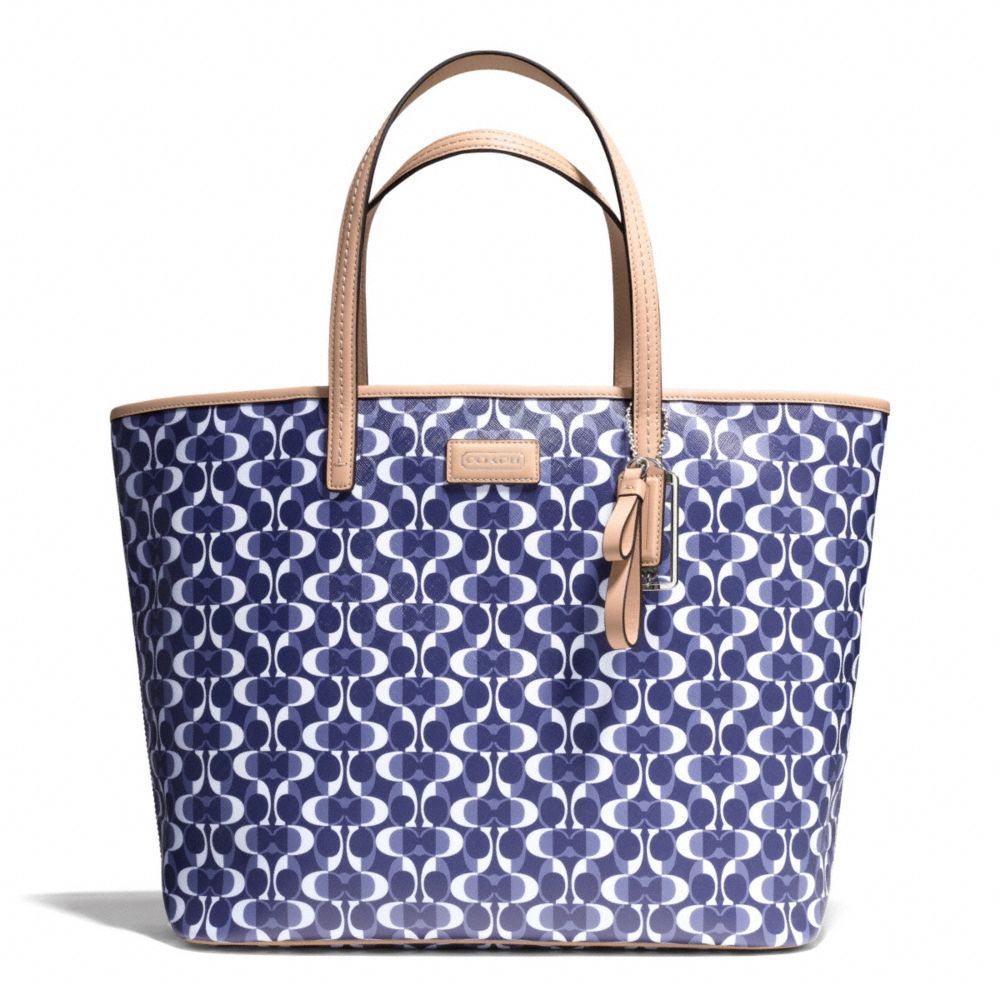 COACH F25673 Park Metro Tote In Dream C Coated Canvas SILVER/NAVY/TAN