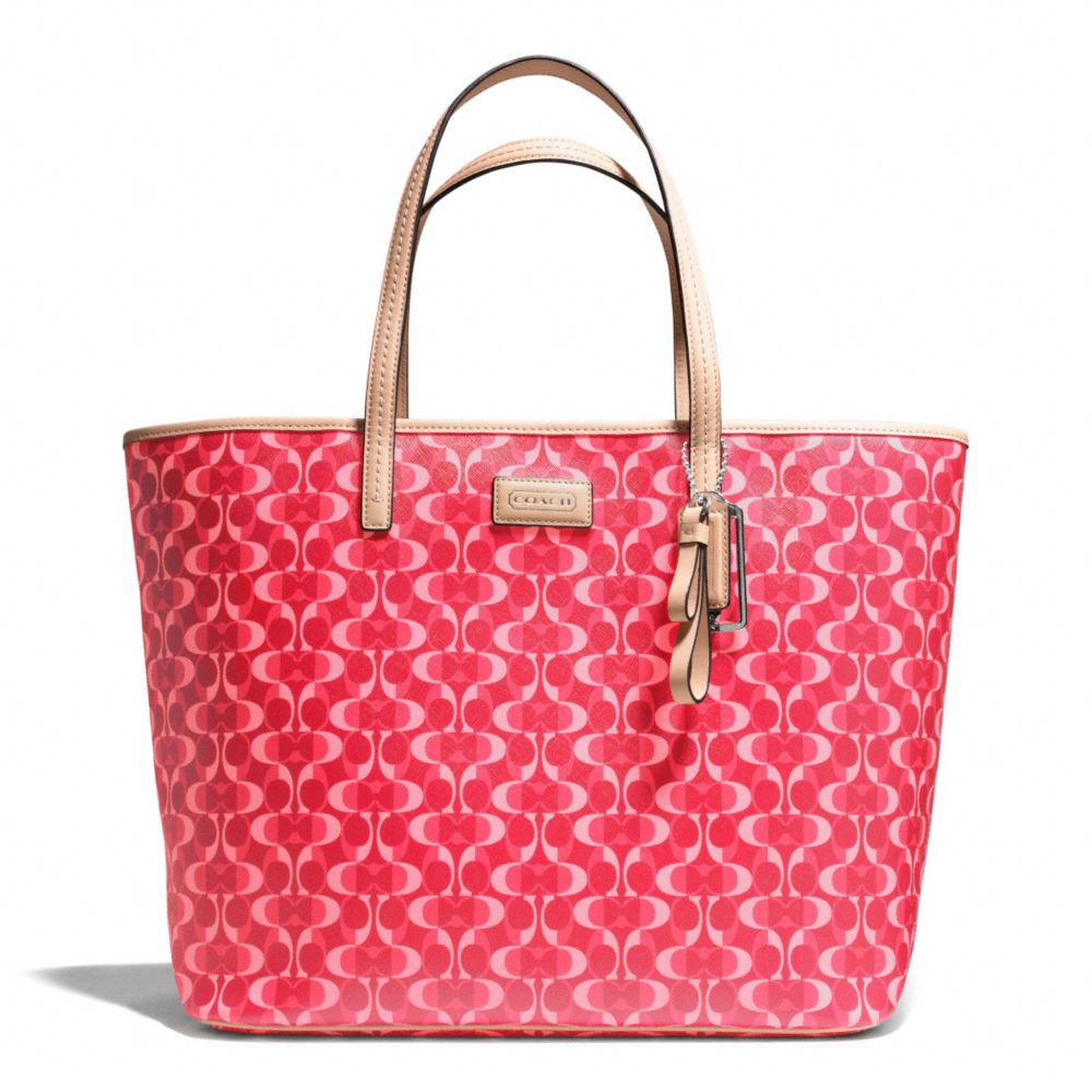 COACH F25673 - PARK METRO DREAM C TOTE - SILVER/BRIGHT CORAL/TAN ...