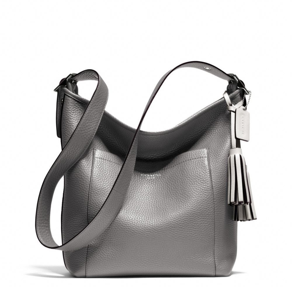 PEBBLED LEATHER DUFFLE - SILVER/GRAPHITE - COACH F25678
