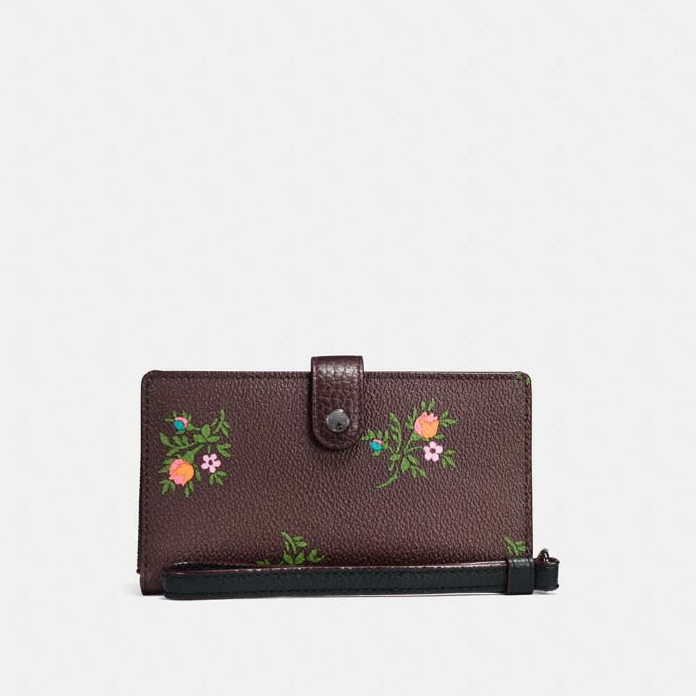 PHONE WRISTLET WITH CROSS STITCH FLORAL PRINT - DARK GUNMETAL/OXBLOOD CROSS STITCH FLORAL - COACH F25679
