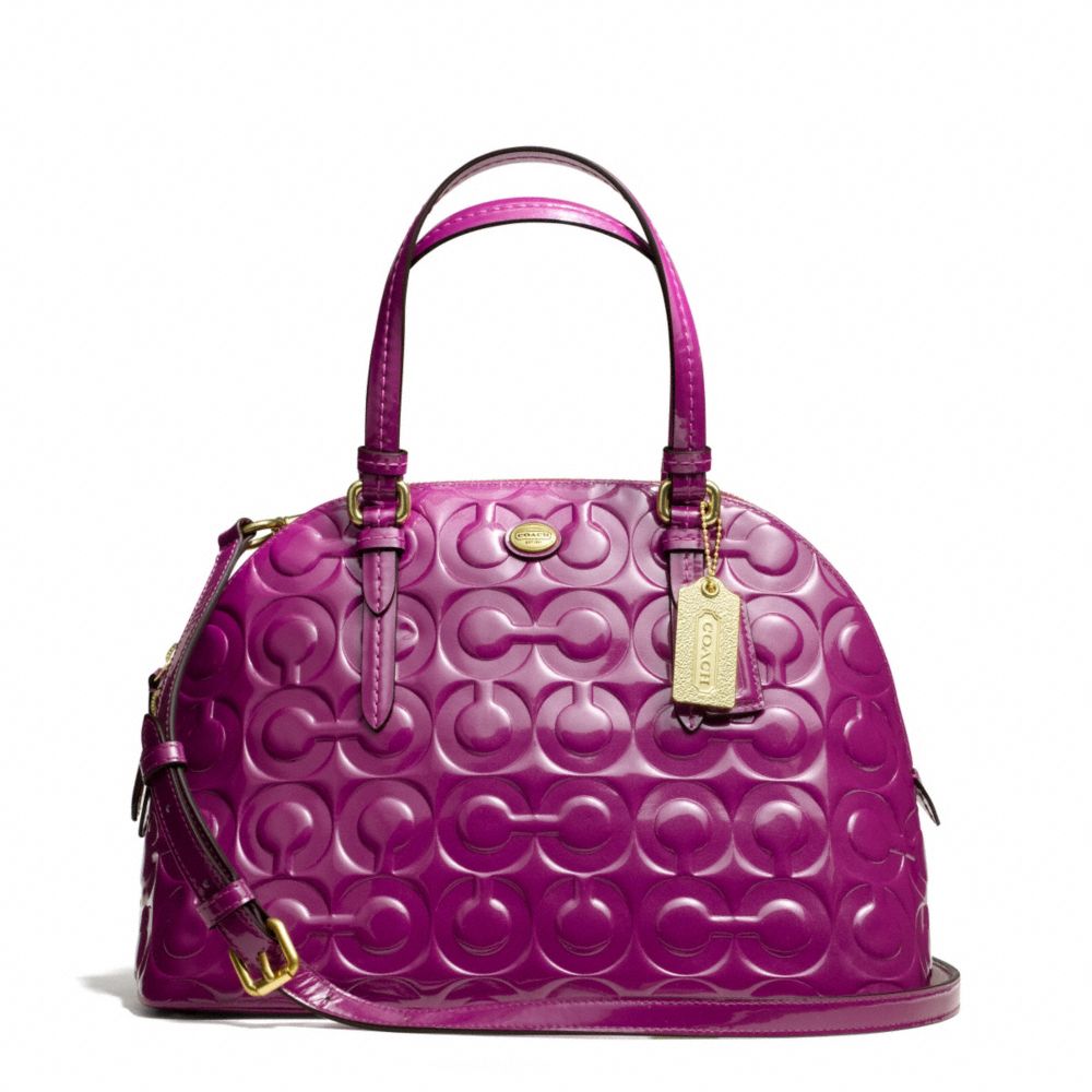 PEYTON OP ART EMBOSSED PATENT CORA DOMED SATCHEL COACH F25705