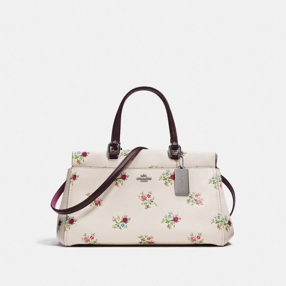 FULTON SATCHEL WITH CROSS STITCH FLORAL PRINT - CHALK CROSS STITCH FLORAL/DARK GUNMETAL - COACH F25726