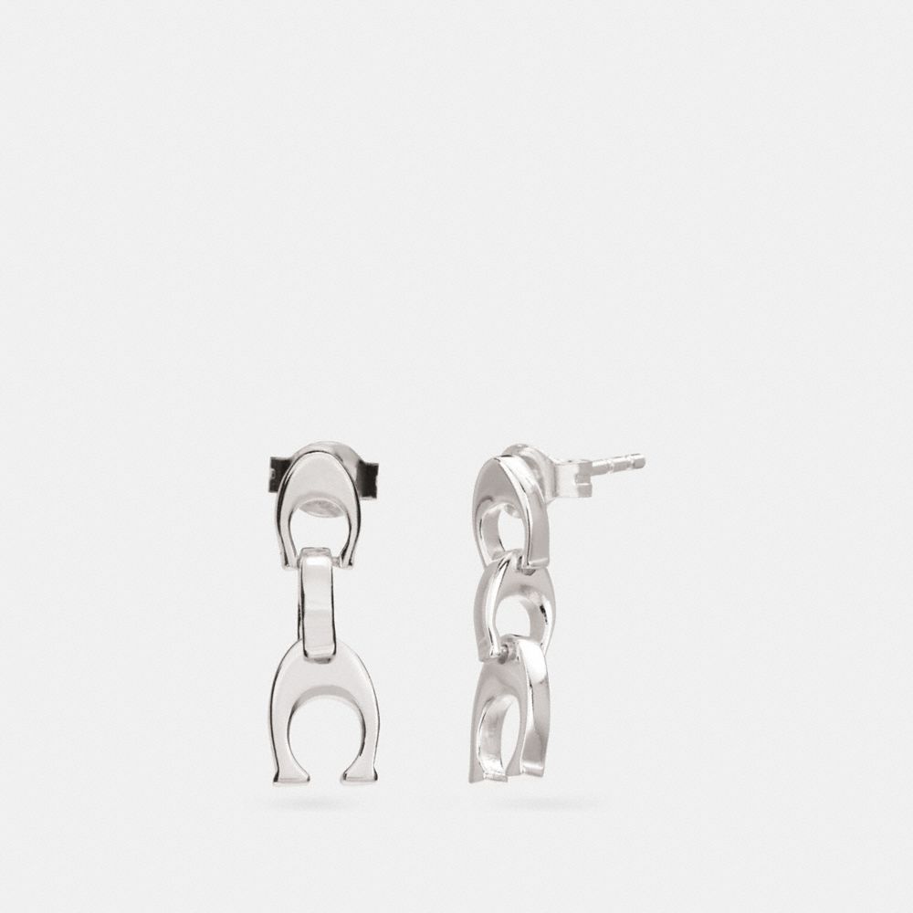 COACH f25727 SIGNATURE CHAIN DROP EARRINGS SILVER