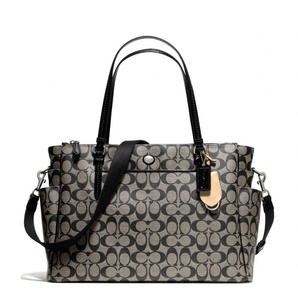 COACH F25741 Peyton Signature Multifunction Tote SILVER/BLACK/WHITE/BLACK