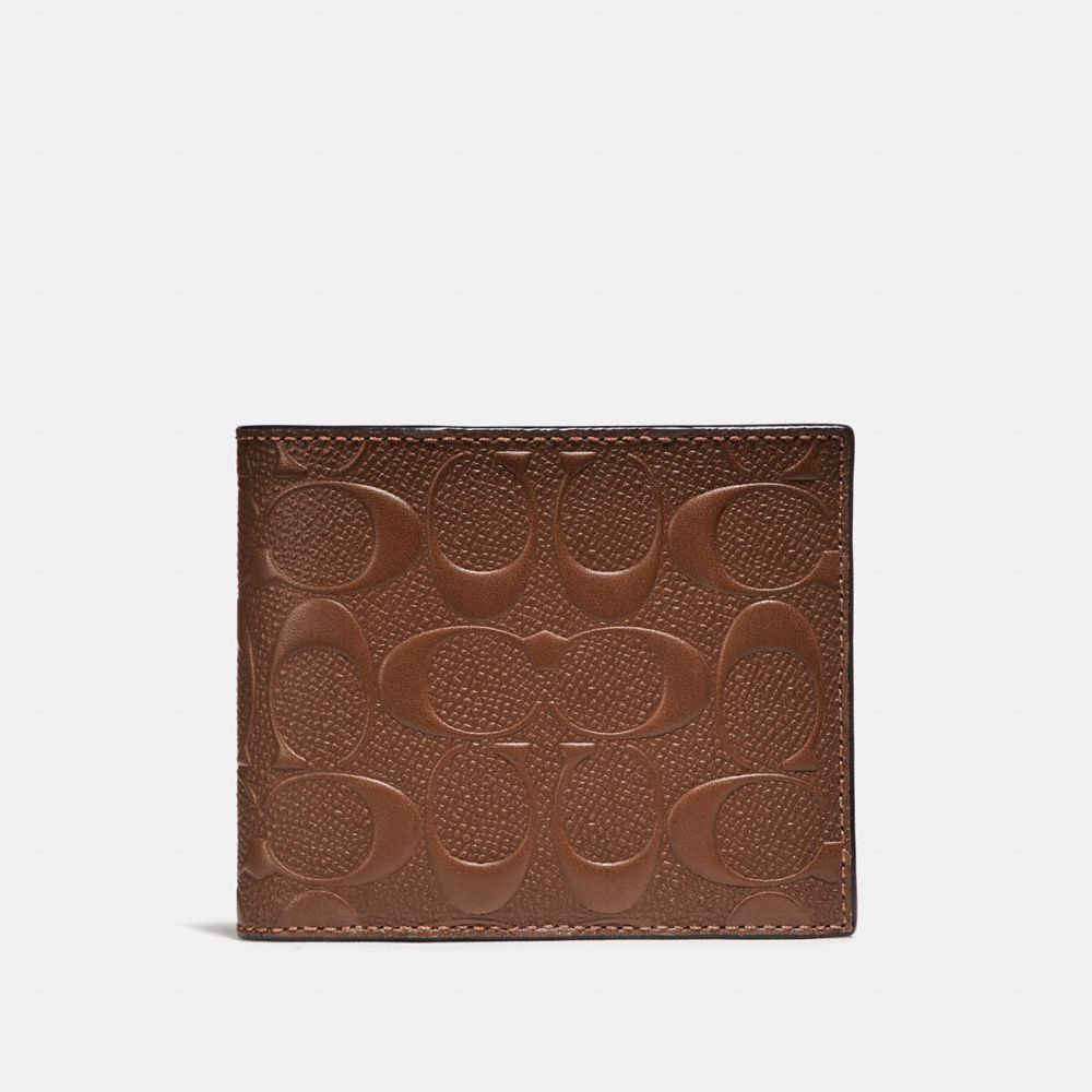 COMPACT ID WALLET IN SIGNATURE LEATHER - COACH f25753 - SADDLE
