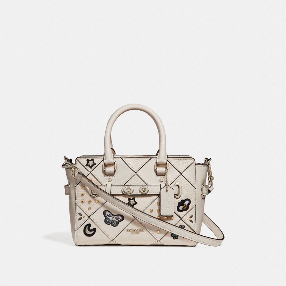 COACH f25791 MINI BLAKE CARRYALL WITH SOUVENIR EMBROIDERY PATCHWORK SILVER/CHALK